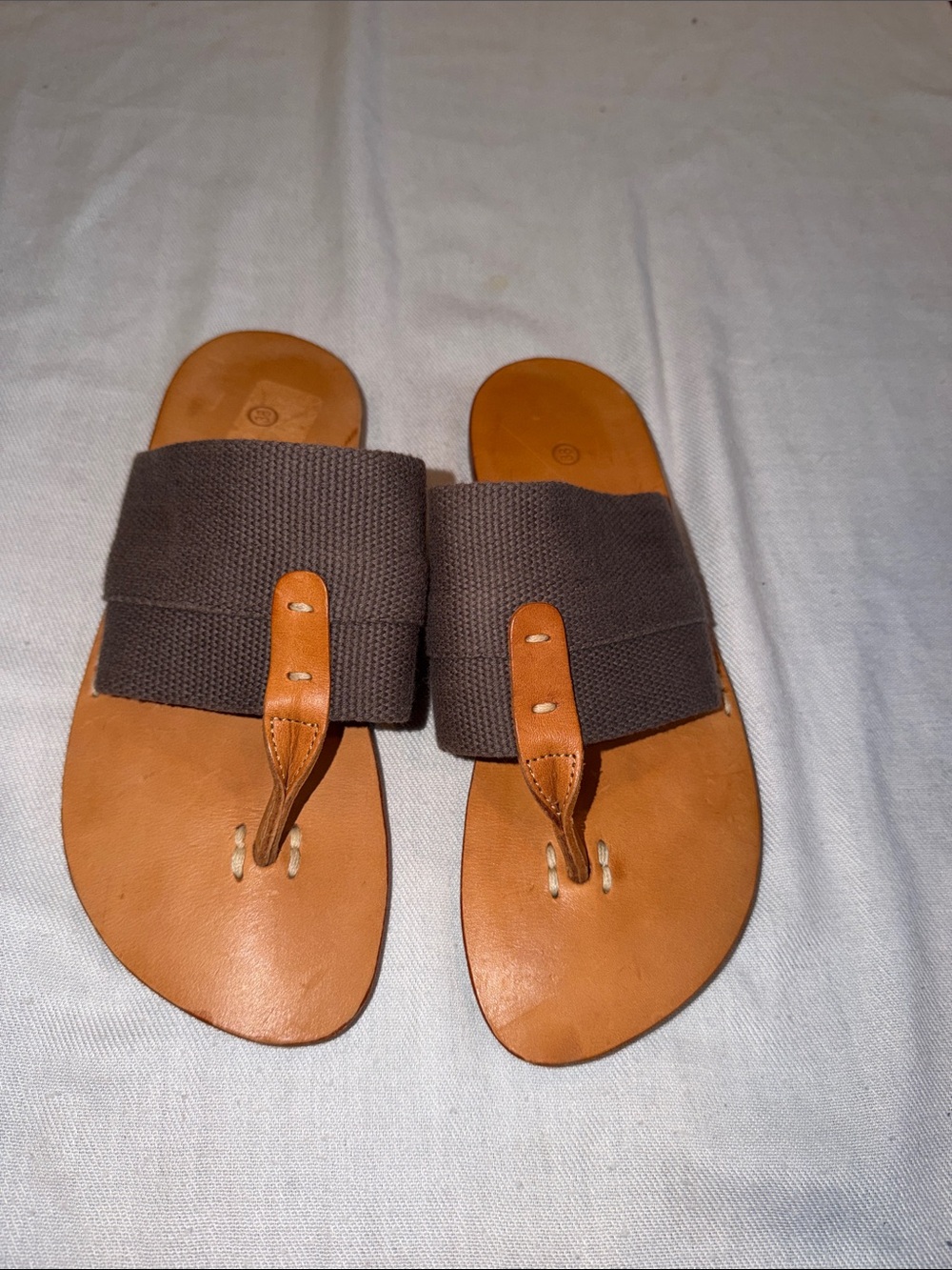 EXCEPTION LEATHER with brown canvas NWOT